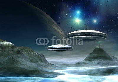 Alien World - Fantasy Planet with UFO's