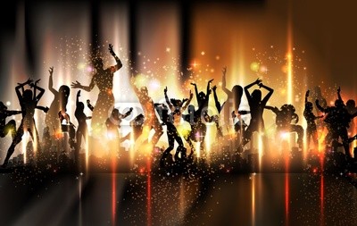 Party sound background Illustration with dancing people