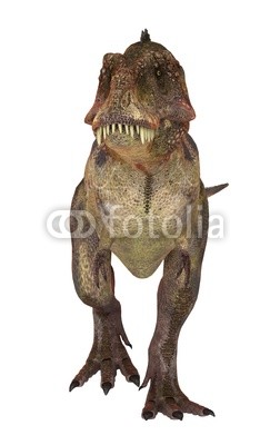 t-rex with blood in the face stand up