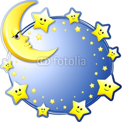 Luna e Stelle Sfondo-Moon and Stars Background-Vector