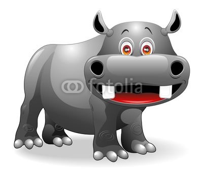 Ippopotamo Cartoon-Funny Hippo-Vector