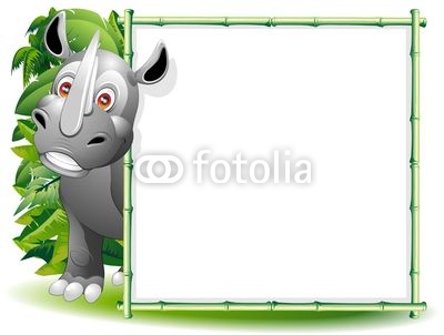 Rinoceronte Cartoon Sfondo-Cute Rhinoceros Background-Vector