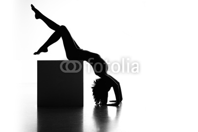 black and white artistic nude on white background