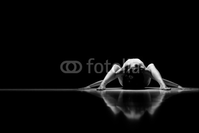 black and white artistic nude on black background