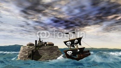Piratenschiff auf hoher stürmischer See