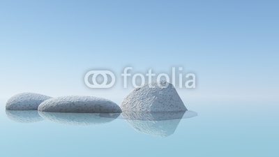 Drei einsame Steine im See