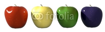 multicolored apples on white