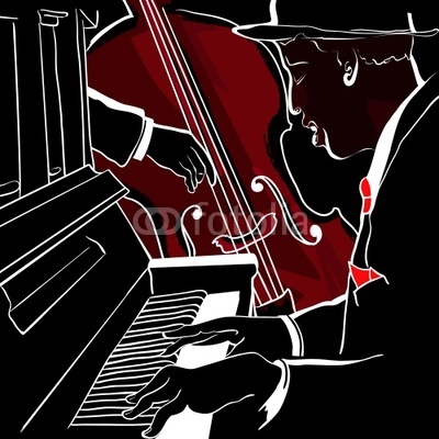 Vector illustration of a Jazz piano and double-bass
