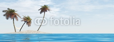 high resolution mall isolated island with palm trees