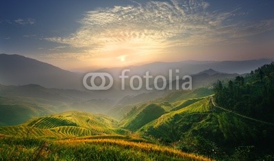 Sunrise at terrace in Guangxi China