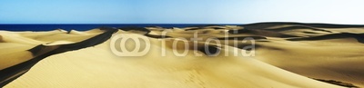 pan of dunes with sea in distance