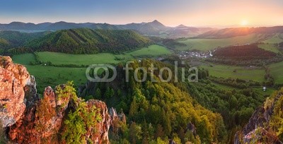 Mountain panorama with sun