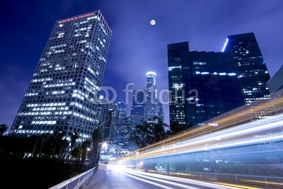 Traffic in Los Angeles under the moonlight