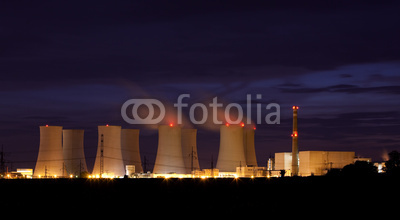 Nuclear power plant by night