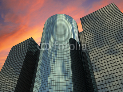 evenig shot of tall buildings