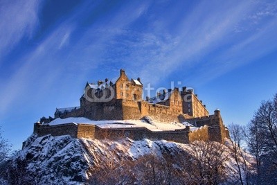 Edinburgh Castle In Winter Sunset