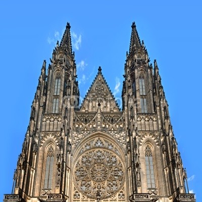 Perspective view of St. Vitus Cathedral fa?ade fragment