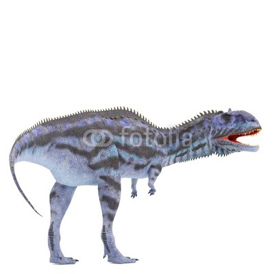 blue majungasaurus back side view