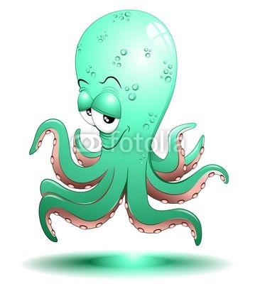 Polpo Cartoon Buffo-Funny Octopussy-Vector