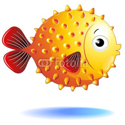 Pesce Palla Cartoon-Puffer Fish-Balloon Fish-Vector