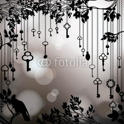 Black and white vintage background with keys