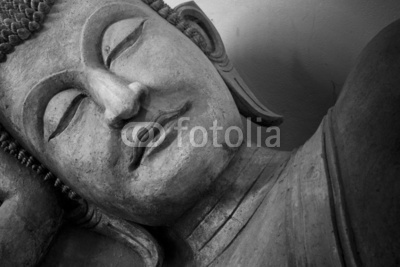 Face of budda statue, Black and white