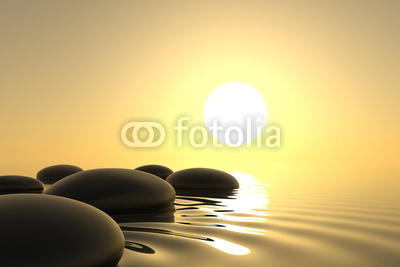 Zen stones in water on white background