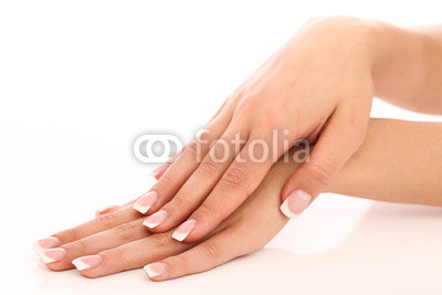 Hands with beautiful french manicure