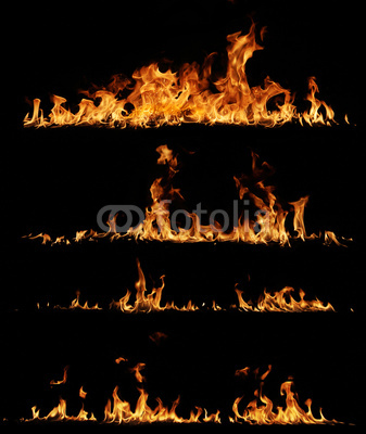 High resolution fire collection, isolated on black background