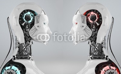 technology background  with robot  android women