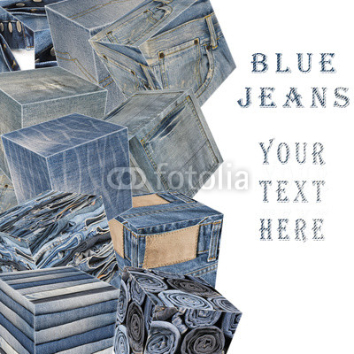 Collage sobre pantalones vaqueros con espacio para texto
