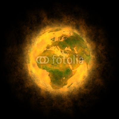 Total warming of planet Earth - Europe Africa and Asia