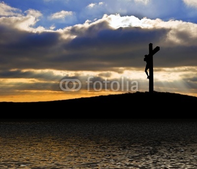 Jesus Christ Crucifixion on Good Friday Silhouette reflected in
