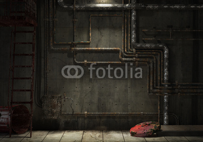 grunge industrial pipe wall