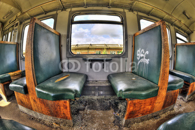 Old vandalized railcar compartment