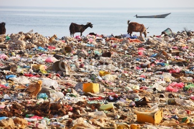 Dump on the beach - man-made environmental disaster