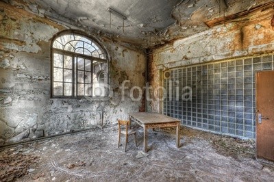 Derelict office at former coal mine