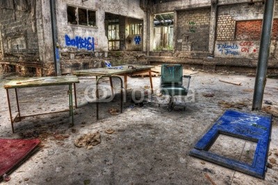 Decayed furniture in an abandoned manufacture