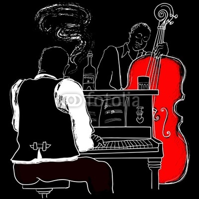 Vector illustration of a Jazz piano and double-bass
