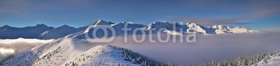 Winter panoramic view of west Tatra mountain. Wolowiec peak