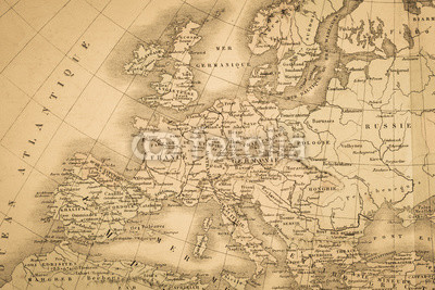 アンティークの世界地図　ヨーロッパ大陸